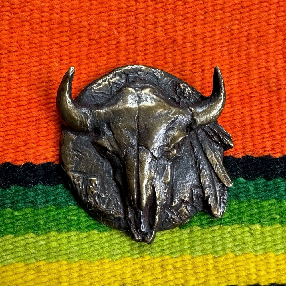 VTG 1990 Prix de West Art by Edward Fraughton Signed Bronze Skull Medallion NAWA